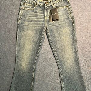 Saint Laurent Women's D25 Bootcut Cropped Jeans Blue 27”
